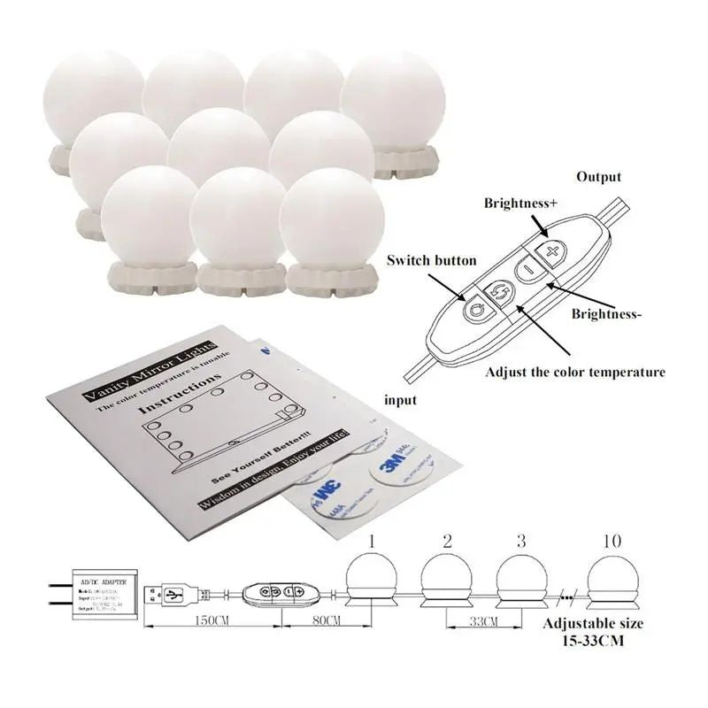 Vanity Mirror LED Bulbs – 10PCS Makeup Mirror Light Kit for Stand Mirrors
