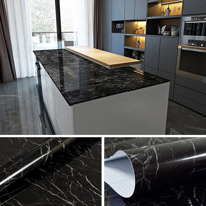 Self Adhesive Black Marble Sheet – 60cm x 2m Oil & Heat Resistant Kitchen Wallpaper