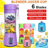 Rechargeable Portable Mini Juicer Blender – 6 Blades 380ml USB Electric Smoothie Maker & Outdoor Juicing Cup (Random Color)