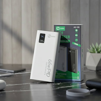 ZARIN AZ-20 20000mAh Power Bank – 66W PD Super Fast Charging External Battery Pack with Digital Display