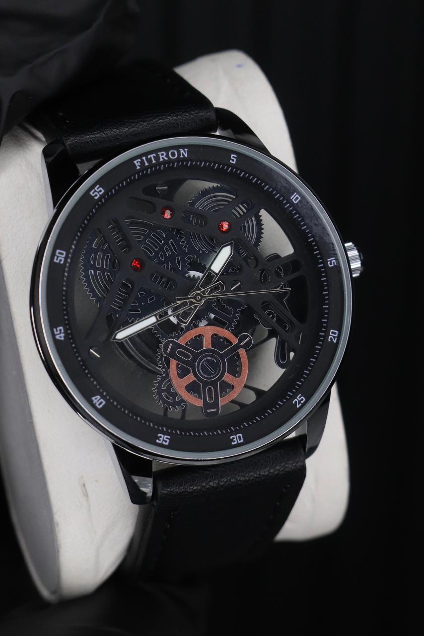 Fitron Classic Chrono – Sophisticated Minimalist Stainless Steel Watch with Genuine Leather Strap & Quartz Movement