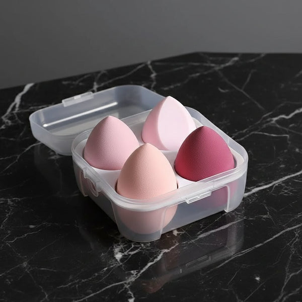4PCS Professional Makeup Sponge Blender Set – Foundation & Powder Beauty Puff with Egg Case