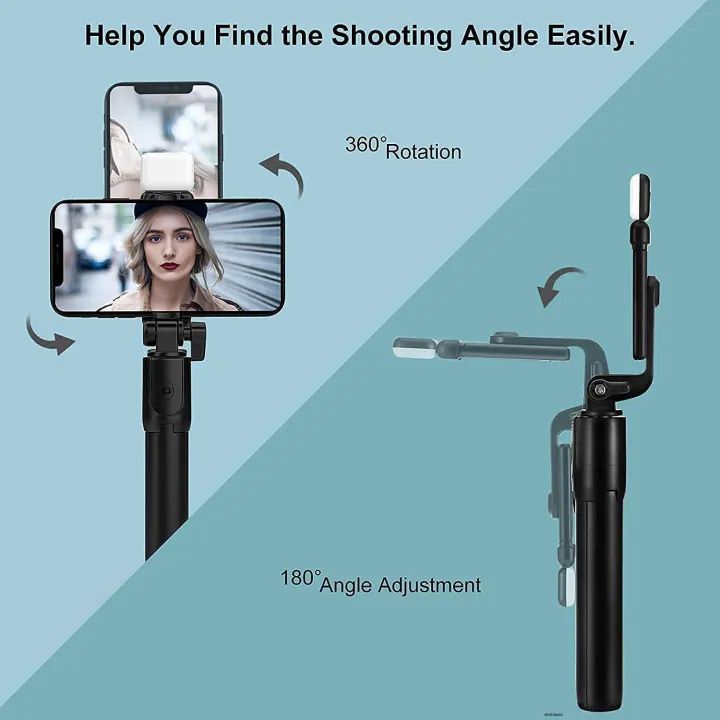 4‑in‑1 Wireless Selfie Stick with Fill Light, Tripod & Bluetooth Shutter – Foldable, Extendable Selfie Stick