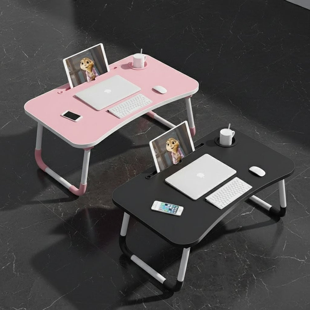 Foldable Laptop Table – Portable Bed Table & Study Desk with Cup Holder