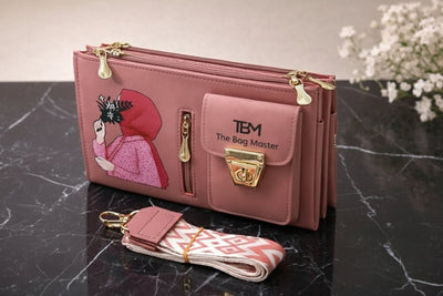 The Bag Master Signature Illustrated Multi-Compartment Crossbody Bag with Detachable Geometric Patterned Strap (contact on WhatsApp for colours)