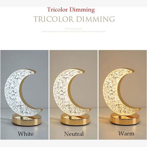 Moon Table Lamp Touch Nightstand Lamp – 3‑Color Mode LED Bedside Lamp
