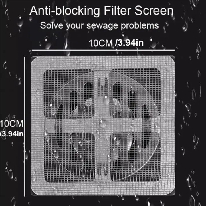 10PCS Floor Drain Stickers – Bathroom Hair Filter & Anti-Clogging Drain Nets