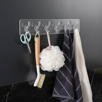 6 hooks Transparent Self-Adhesive Hooks – Wall & Door Hangers for Kitchen & Bathroom