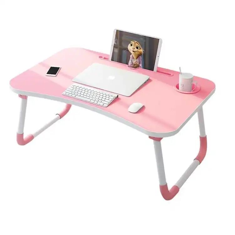 Foldable Laptop Table – Portable Bed Table & Study Desk with Cup Holder