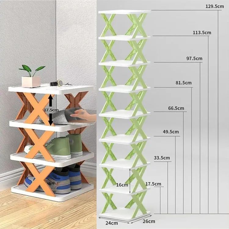5-Layers Stackable Vertical Shoe Storage Rack – Space-Saving Shoe Organizer & Bookshelf