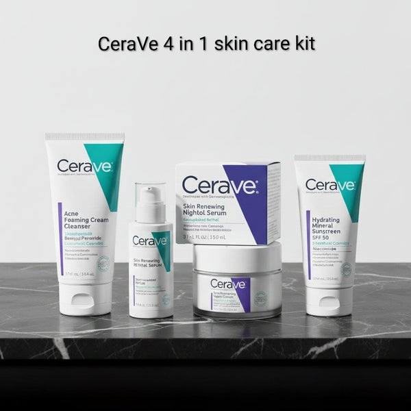 CeraVe 4-in-1 Complete Skincare Kit – Cleanser, Hydrating Serum, Night Cream & Sunblock