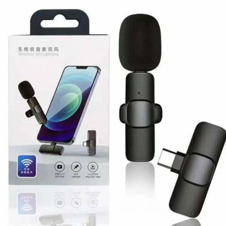 Wireless MIC K8 Microphone – Vlogging Mic with Accessories for Type‑C, Lightning & 3.5 mm Jack Devices