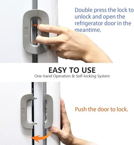 Fridge & Freezer Door Locks – Toddler Safety Double Button Child-Proof Refrigerator Lock