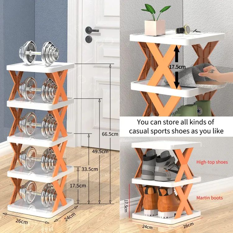 5-Layers Stackable Vertical Shoe Storage Rack – Space-Saving Shoe Organizer & Bookshelf