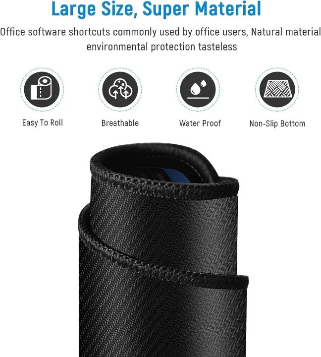 Keyboard Shortcut Mouse Pad – Large Anti-Slip Desk Mat with Excel/Word/PPT Shortcut Cheat Sheet