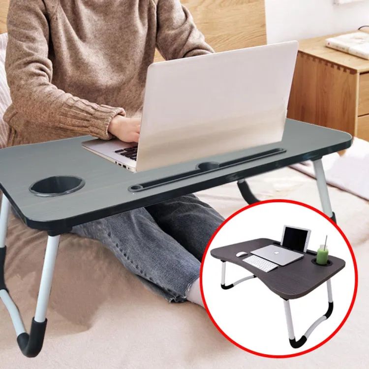 Foldable Laptop Table – Portable Bed Table & Study Desk with Cup Holder