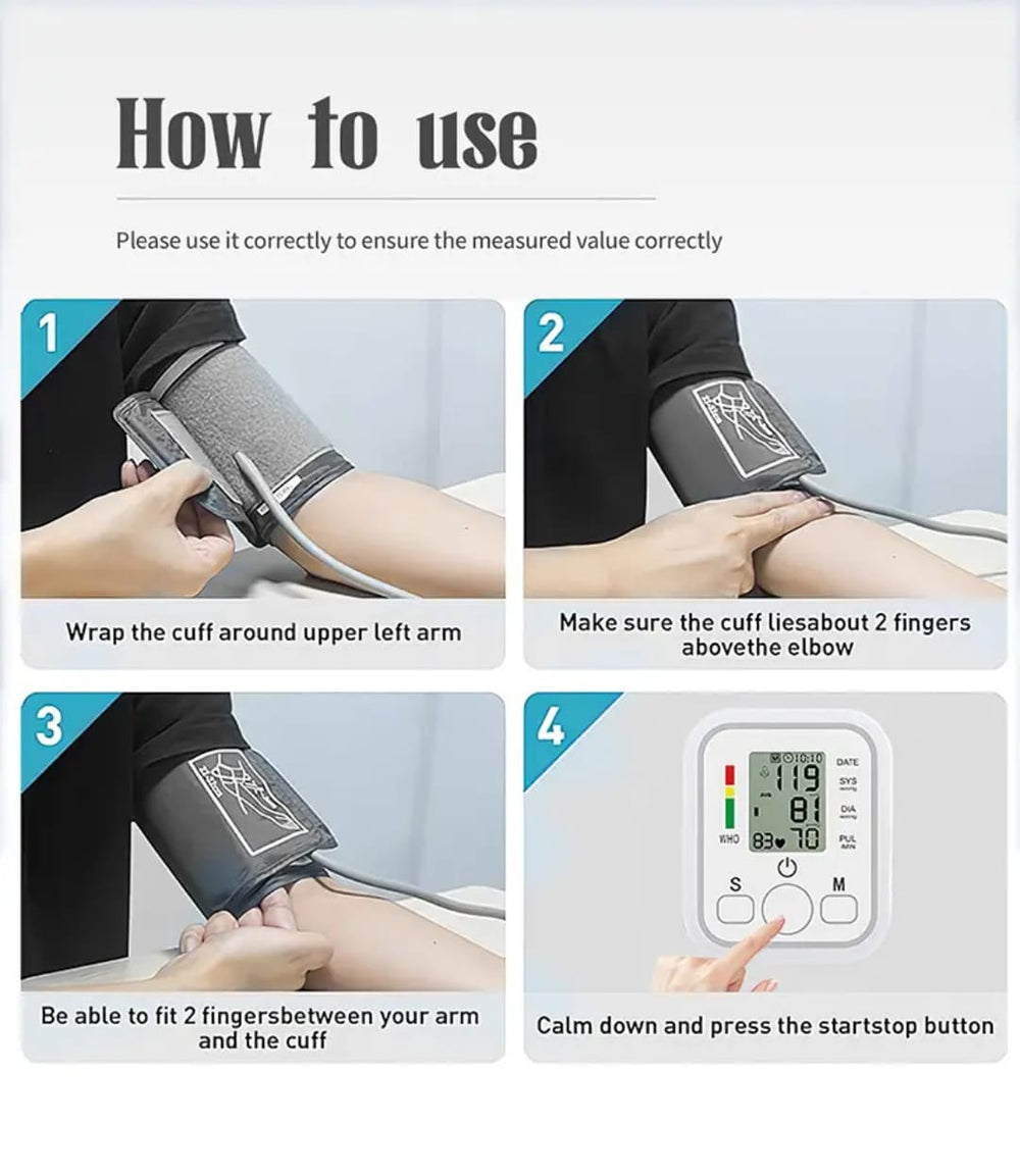 Digital Blood Pressure Monitor – Fully Automatic Upper Arm BP Machine with Heart Rate Detection