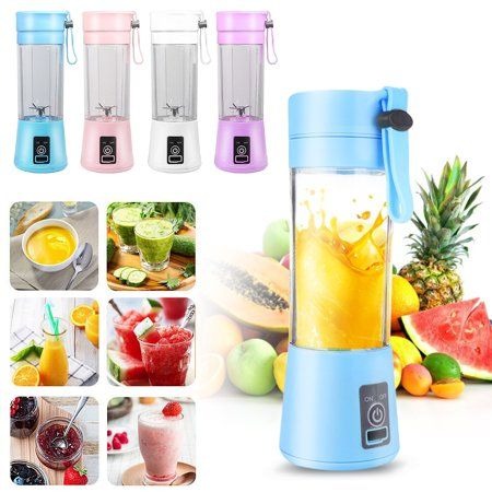 Rechargeable Portable Mini Juicer Blender – 6 Blades 380ml USB Electric Smoothie Maker & Outdoor Juicing Cup (Random Color)