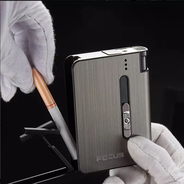 Focus Automatic Cigarette Holder – Portable 10-Pcs Cigarette Case (Without Lighter) Metal Automatic Cigarette Box for Men