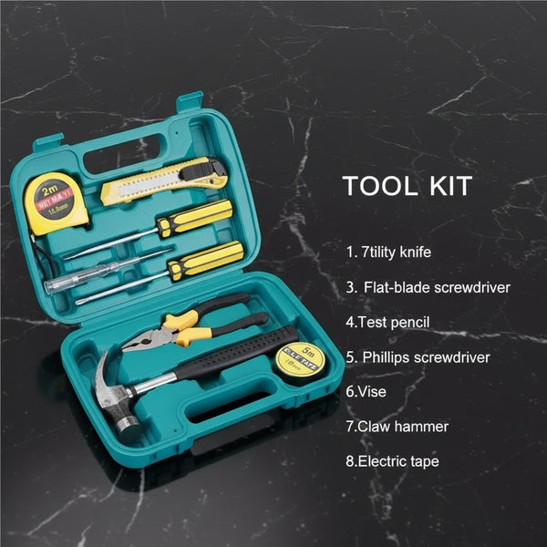 8PCS Professional Multifunctional Toolset with Storage Box – Home & Repair Toolkit