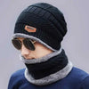 2PC Winter Cap & Neck Warmer Scarf Set – Fleece Lined Unisex Knit Skull Cap