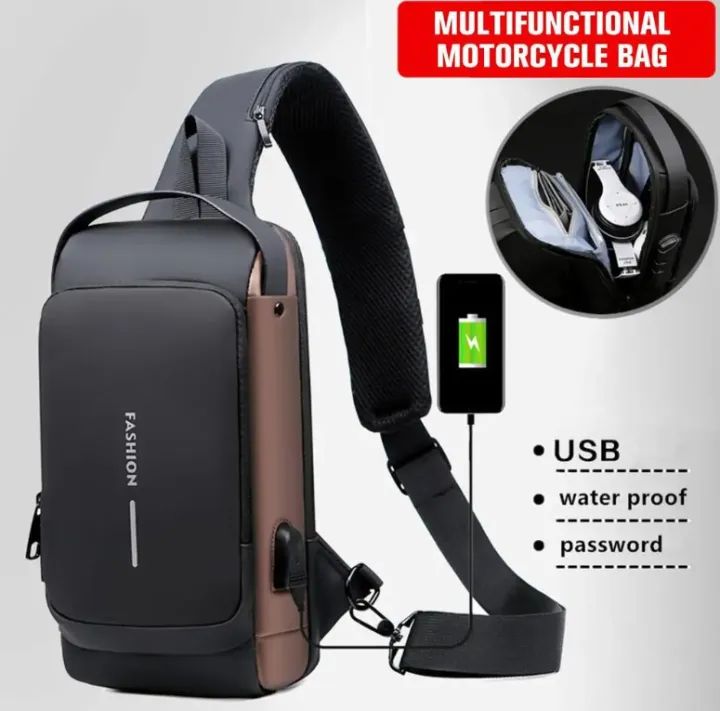 Multifunction Chest Bag – Anti-Theft Crossbody Sling Pack with USB Charging for Men