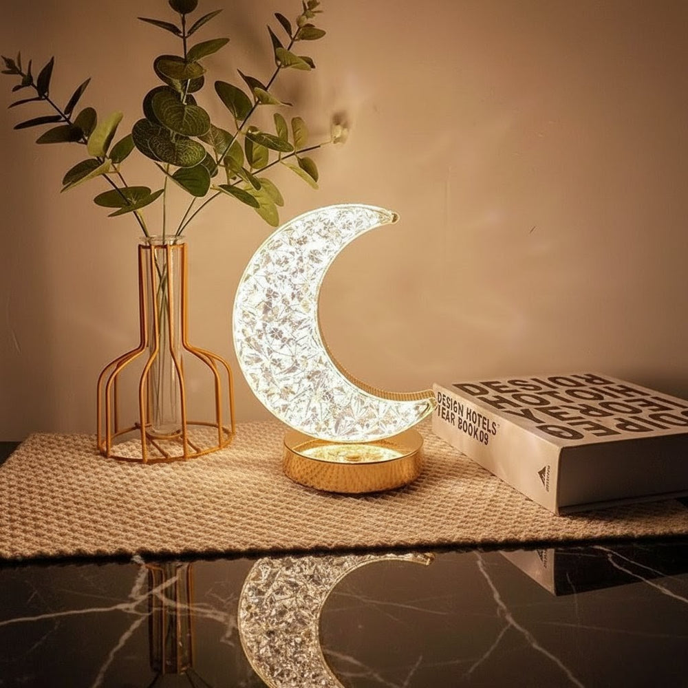 Moon Table Lamp Touch Nightstand Lamp – 3‑Color Mode LED Bedside Lamp