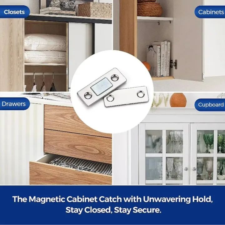 Ultra-Thin Magnetic Door Catch – Stainless Steel Cabinet & Drawer Magnet Latch for Kitchen & Closets