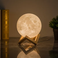 3D Moon Lamp – 15 cm Touch Sensor Lamp with 7 Colour Modes & USB Stand for Bedroom Bedside