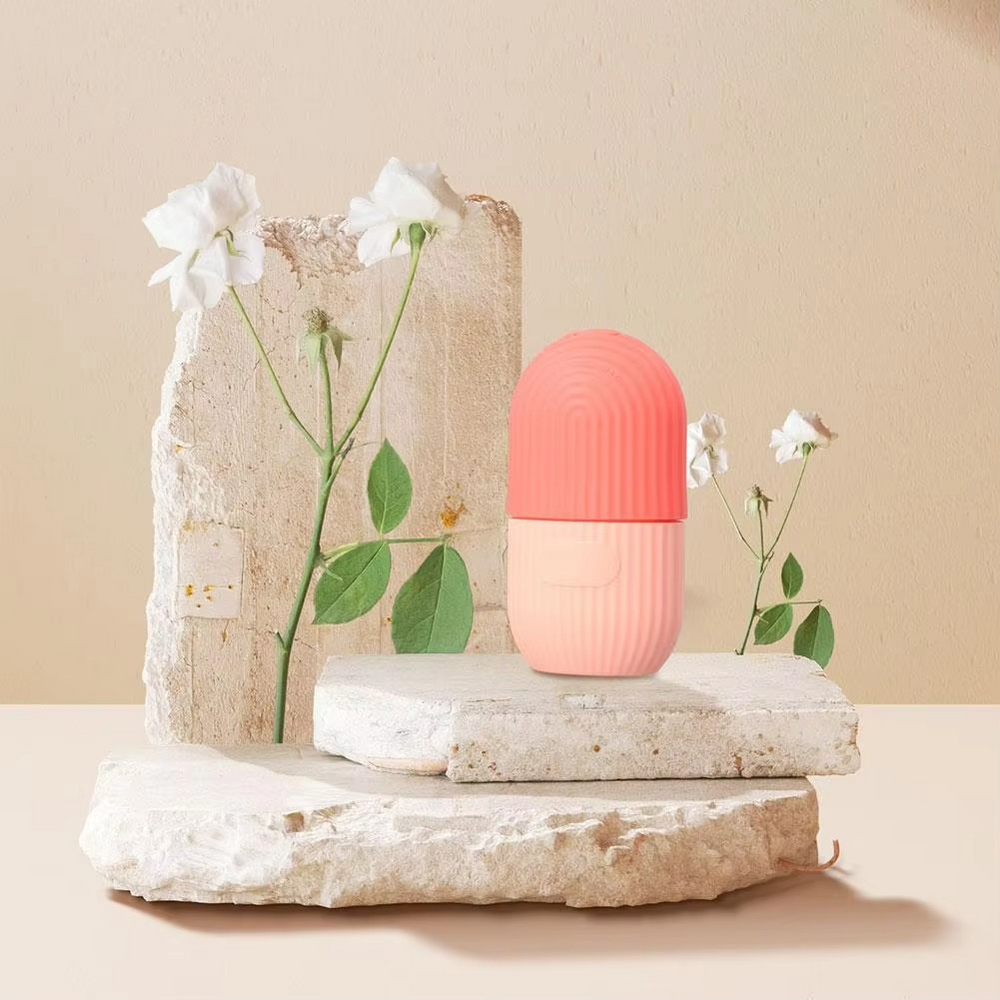 Ice Roller Facial Massager | Silicone Cleansing Ice Lattice | Ice Cube Roller with Scrub (Random Color)