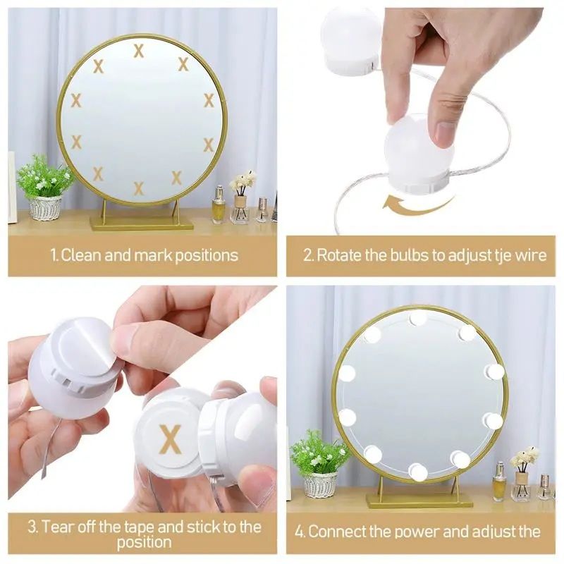 Vanity Mirror LED Bulbs – 10PCS Makeup Mirror Light Kit for Stand Mirrors