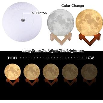 3D Moon Lamp – 15 cm Touch Sensor Lamp with 7 Colour Modes & USB Stand for Bedroom Bedside