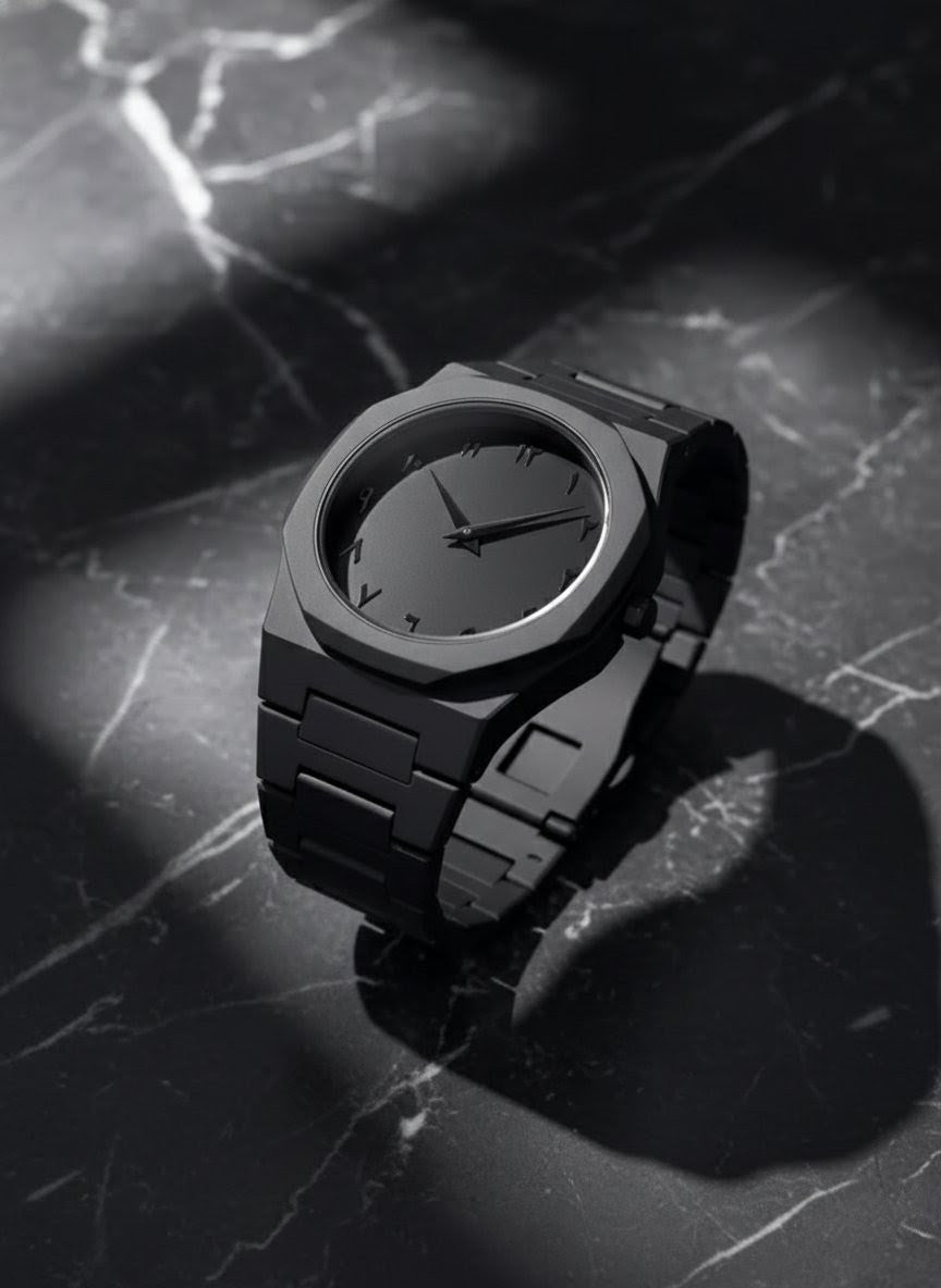 Black Arabic AURA Quartz Analog Watch – Lightweight & Premium Design