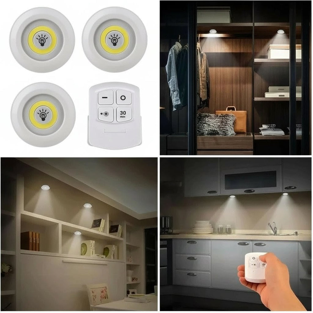 3‑Pcs Remote Control Tap LED Light – Battery Operated Cell Light with Remote