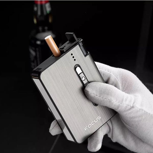 Focus Automatic Cigarette Holder – Portable 10-Pcs Cigarette Case (Without Lighter) Metal Automatic Cigarette Box for Men