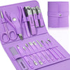 Manicure & Pedicure Kit – Premium 16-Piece Stainless Steel Nail Care Set for Hand, Foot & Facial Grooming | Travel-Friendly Leather Case