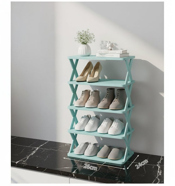 5-Layers Stackable Vertical Shoe Storage Rack – Space-Saving Shoe Organizer & Bookshelf