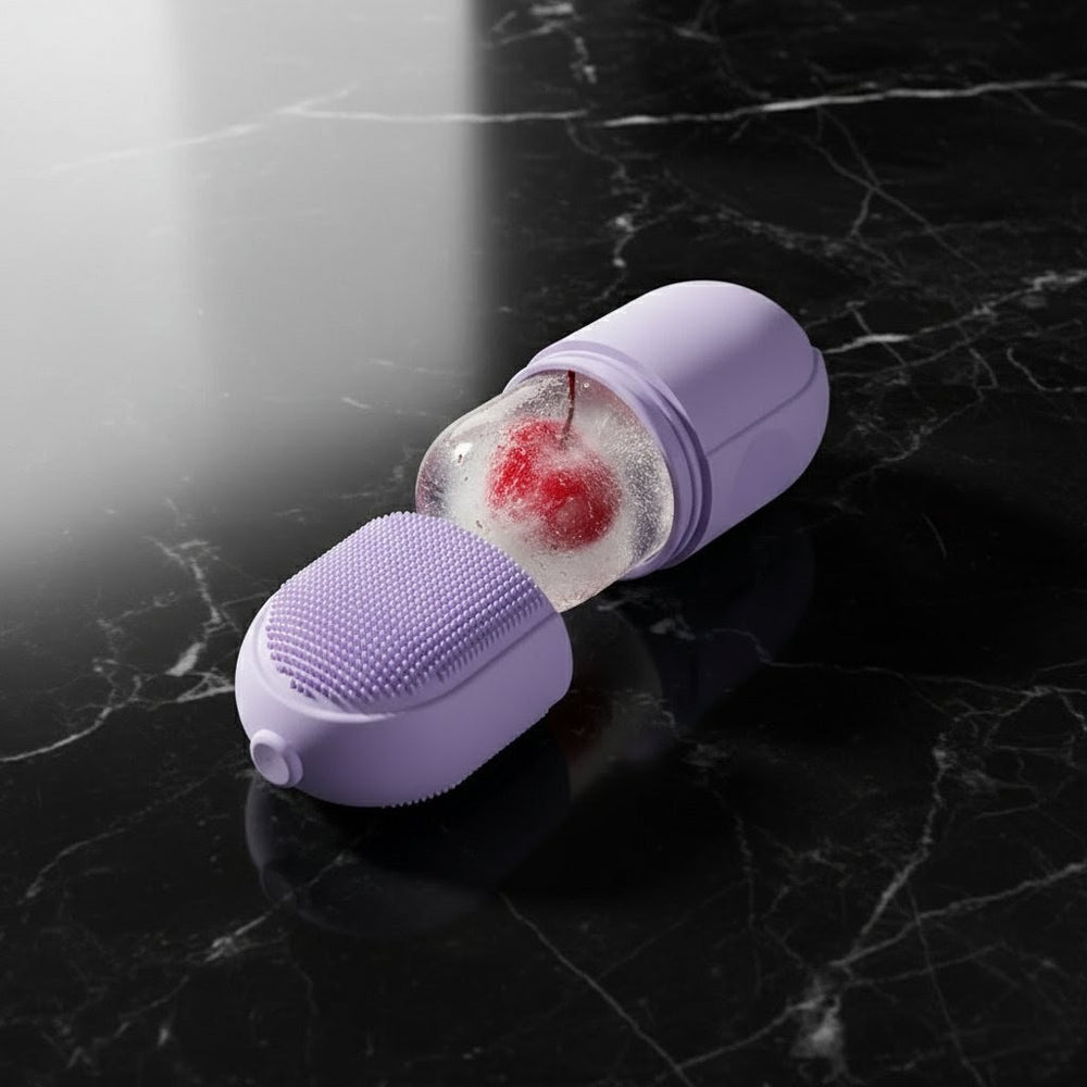 Ice Roller Facial Massager | Silicone Cleansing Ice Lattice | Ice Cube Roller with Scrub (Random Color)